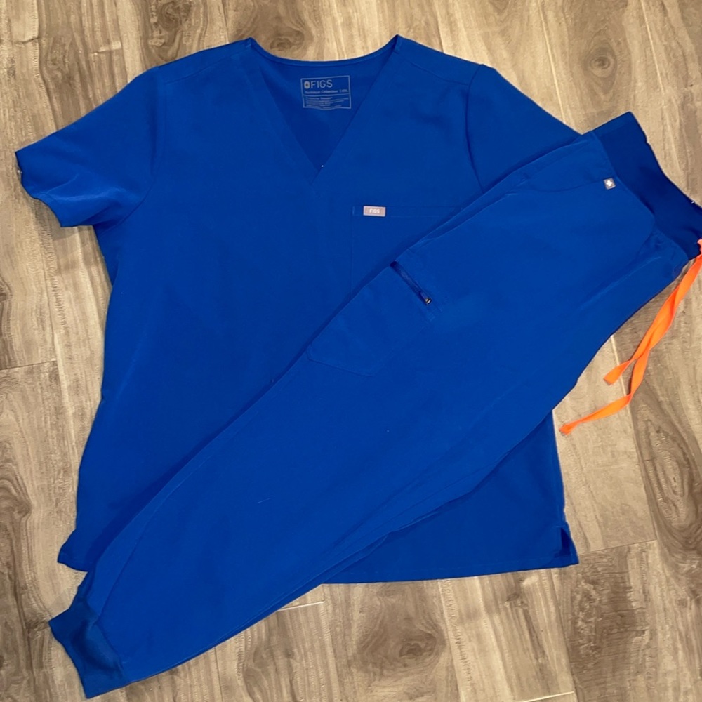 Royal blue FIGS scrubs set